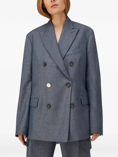 Retori Double-breasted Peak-lapel Wool Blazer In Blue