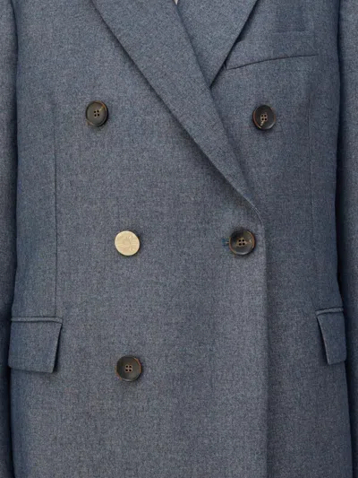 Retori Double-breasted Peak-lapel Wool Blazer In Blue