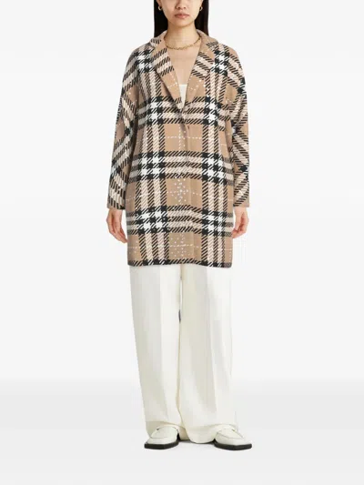 PLAID-PATTERN SINGLE-BREASTED COAT