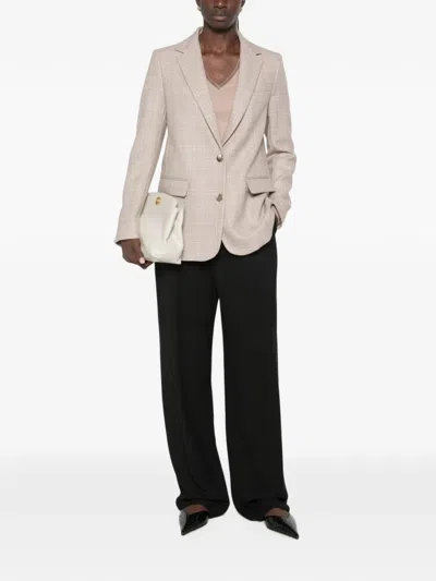 Fabiana Filippi Checked-pattern Single-breasted Blazer In Neutral