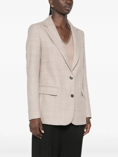 Fabiana Filippi Checked-pattern Single-breasted Blazer In Neutral