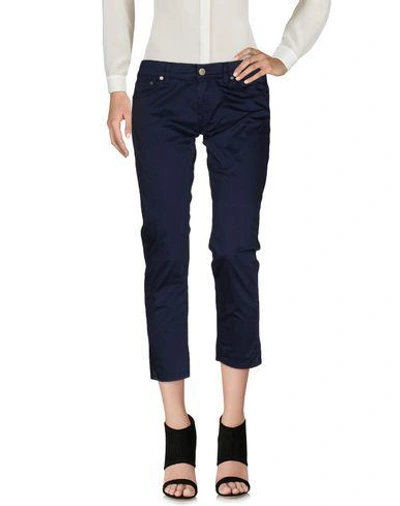 Shop Dondup Cropped Pants & Culottes In Dark Blue