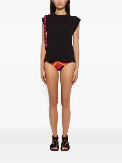 Pucci Orchidee-print Bikini Bottom In Red