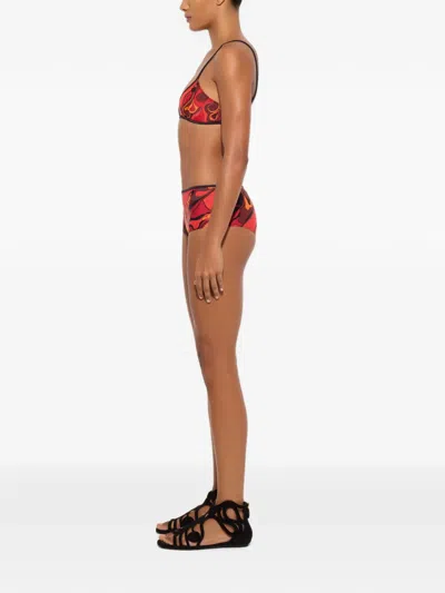 Pucci Orchidee-print Bikini Bottom In Red