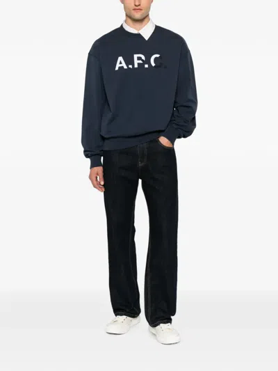 A.p.c. Logo-print Sweatshirt In Blue