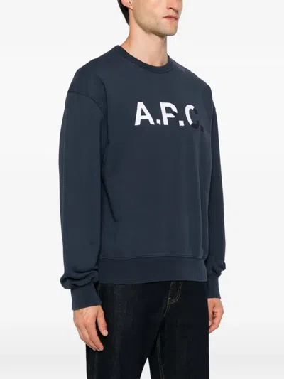 A.p.c. Logo-print Sweatshirt In Blue