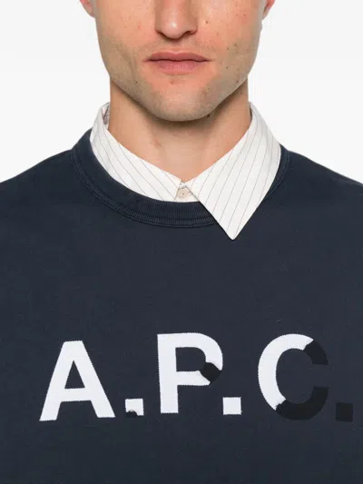 A.p.c. Logo-print Sweatshirt In Blue