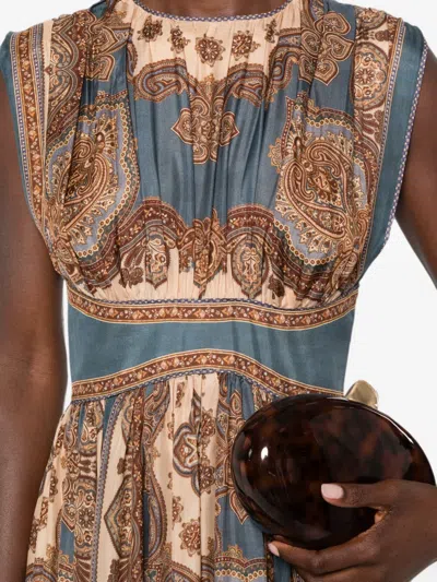 Zimmermann Womens Dark Blue Paisley Mahon Printed Silk Maxi Dress In Brown