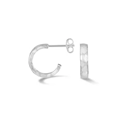 Dower & Hall 14mm Hammered Nomad Hoops In Silver
