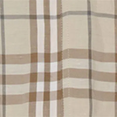 Burberry Short-sleeve Check Linen-blend Belted Mini Shirtdress In Multi