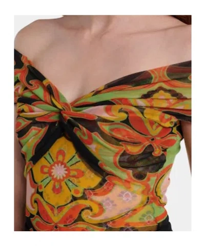 Etro Printed Off-shoulder Bodysuit In Multi