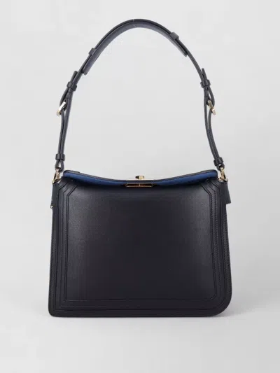 Lanvin Compagnon Small Asymmetrical Bag With A Python Finish In Black