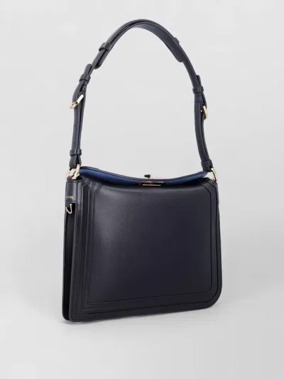 Lanvin Compagnon Small Asymmetrical Bag With A Python Finish In Black