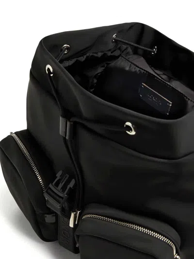 Moncler Nylon Backpack With Leather Inserts In Black