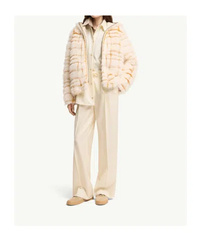 Moncler Check-patterned Faux-fur Jacket In Pink