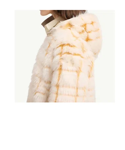 Moncler Check-patterned Faux-fur Jacket In Pink