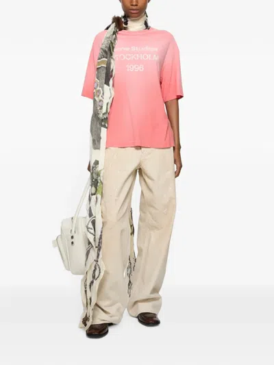 Acne Studios Sprayed Logo T-shirt In Pink