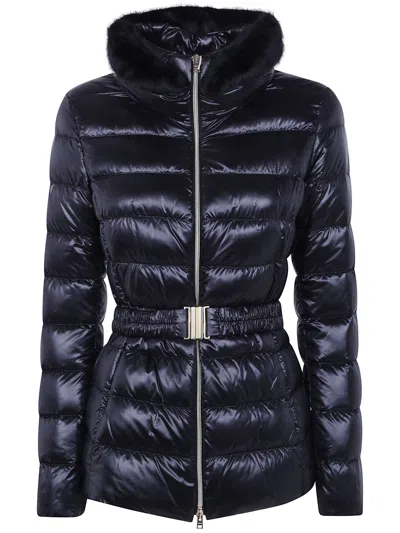Herno Shniy Padded Down Jacket With Belt Coats Black In Black