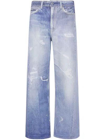 Our Legacy High Waist Boyfriend Jeans With Distressed Finish In Blue