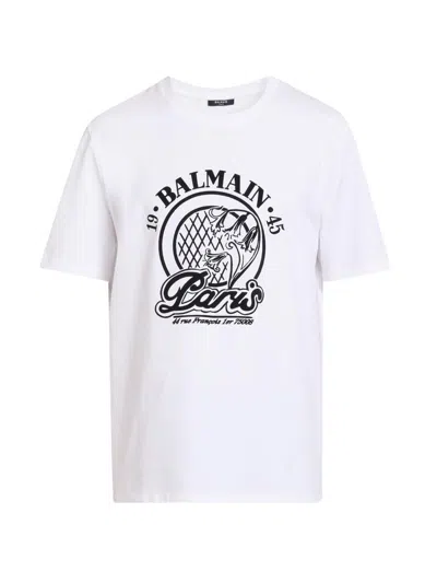 Balmain Short Sleeve Crew Neck Graphic Shirt In Multi