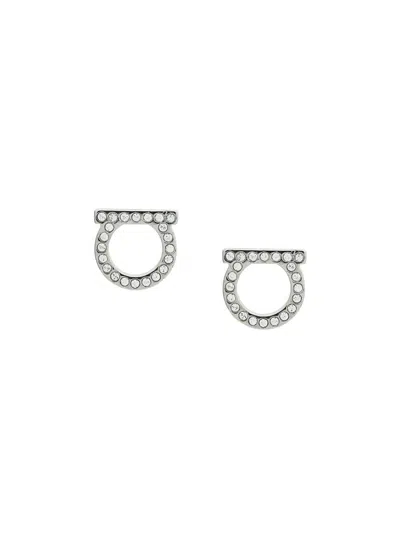 Ferragamo Silver Gancini Stud Earrings In Silver