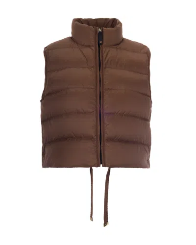 Max Mara The Cube Brown Quilted Mock Collar Jacket In Multi