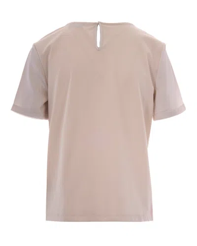 Weekend Max Mara Natural Solid Round Neck T-shirt In Neutral