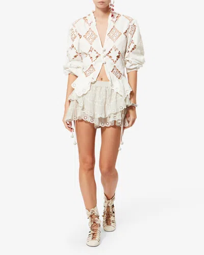 Isabel Marant Womens White Neis Open-cut Embroidered Cotton Mini Shorts In Multi