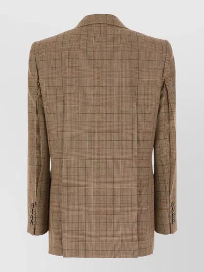 Chloé Double-breasted Tailored Jacket In Check Wool In Brown