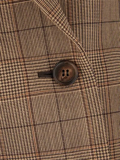 Chloé Double-breasted Tailored Jacket In Check Wool In Brown