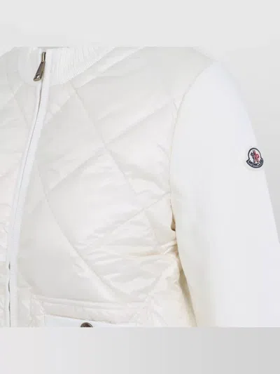 Moncler Womens Miscellaneous Hybrid Logo-badge Nylon And Cotton-knit Cardigan Xl In Neutral