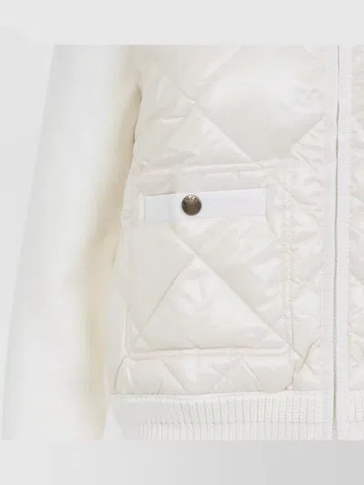 Moncler Womens Miscellaneous Hybrid Logo-badge Nylon And Cotton-knit Cardigan Xl In Neutral