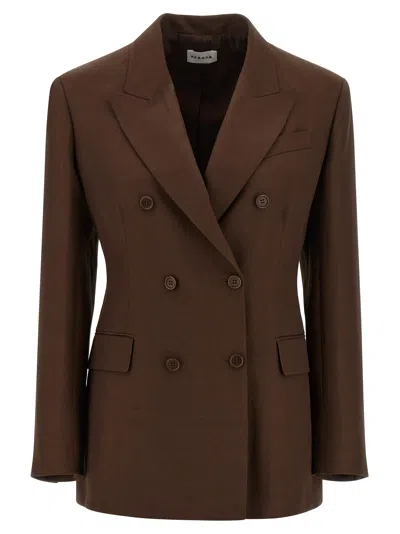 P.a.r.o.s.h Double Breasted Blazer Structured Shoulders In Brown