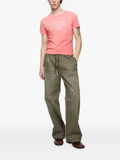 Acne Studios Fitted Logo T-shirt In Pink