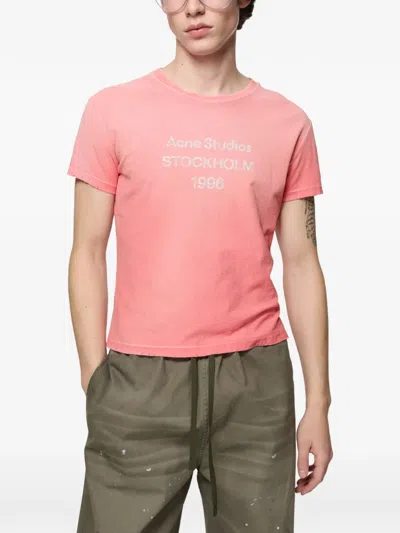 Acne Studios Fitted Logo T-shirt In Pink