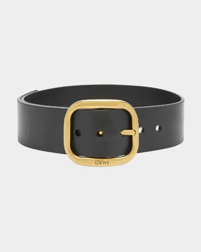 Loewe Leather Rounded-rectangle Belt In Black