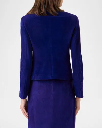 Akris Deva Suede Short Jacket In Blue