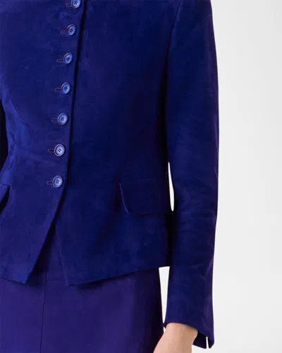 Akris Deva Suede Short Jacket In Blue