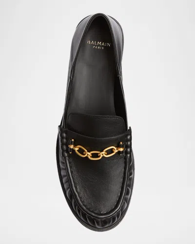 Balmain Sync Smooth-leather Loafers In Animal Print