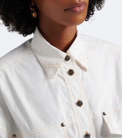 Versace Medusa Shirt Dress Chest Pockets Waist Detail In Gray