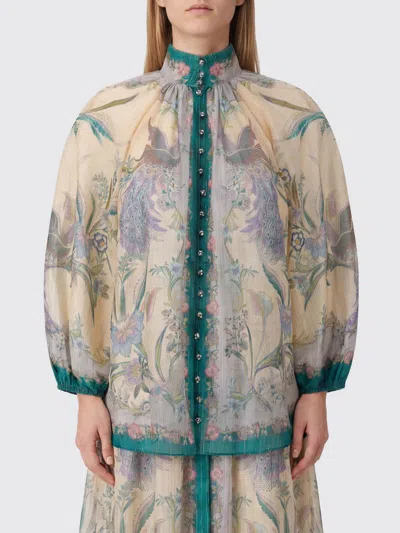 ZIMMERMANN LIBERTY印花泡泡袖棉丝混纺衬衫