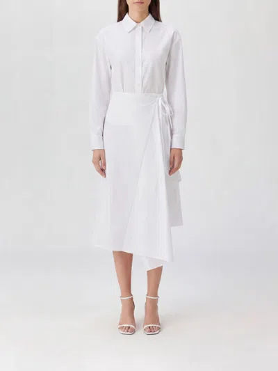 Msgm Asymmetrical Shirt Bodice Layered Wrap Dress In Multi