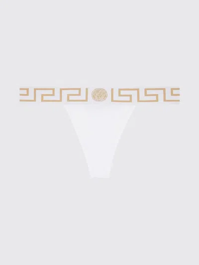 Versace Greca-border Stretch Cotton Thong In White