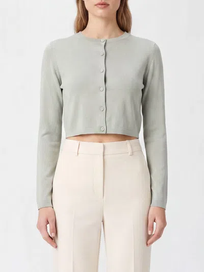 Max Mara Silk And Cashmere Crew Neck Cardigan In Green