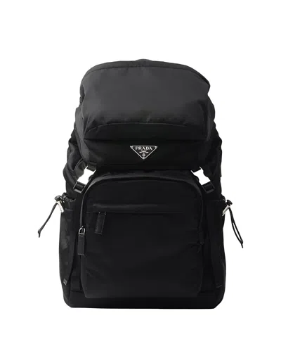 Prada Re-nylon And Saffiano Leather Backpack In Black