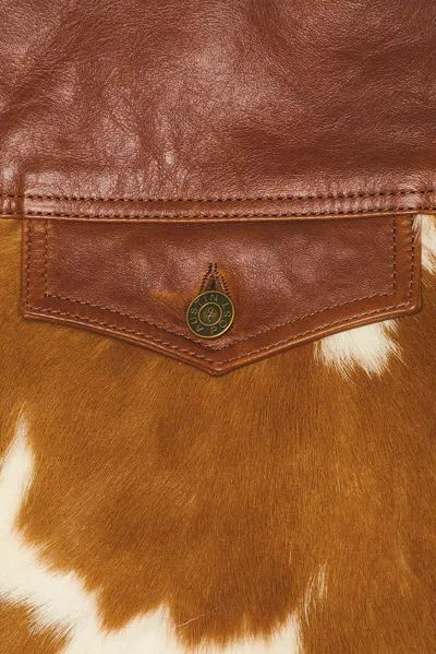 Austin Post Leather Trucker Jacket In Multi