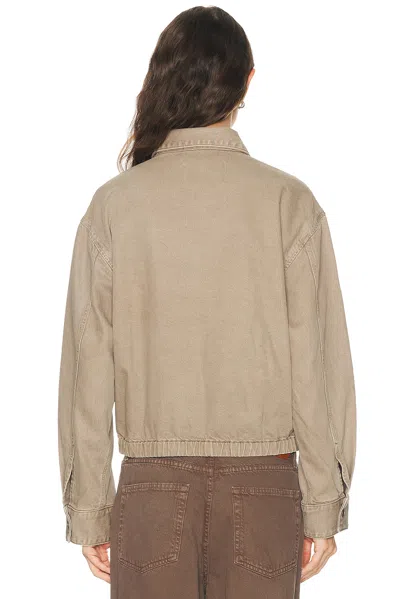 Agolde Elasticated-hem Denim Jacket In Brown