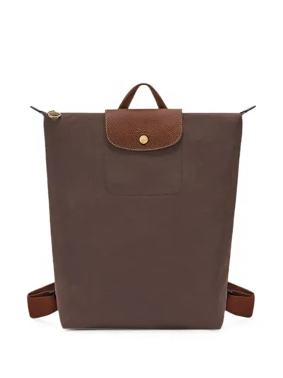 Longchamp Medium Le Pliage Leather-trim Backpack In Brown