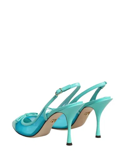 Dolce & Gabbana Leather And Mesh Pointed-toe Slingback Heel In Blue