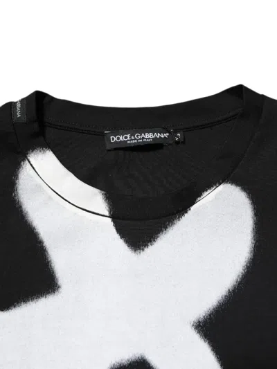 Dolce & Gabbana Cotton Dg Logo Graffiti Short Sleeve T Shirt In Black